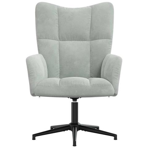 Lusso Casadino -  Sedia Relax Grigio Chiaro In Velluto - Foto 2