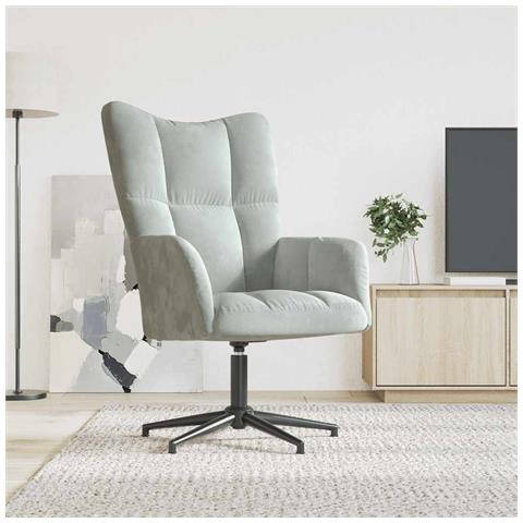 Lusso Casadino -  Sedia Relax Grigio Chiaro In Velluto - Foto 8