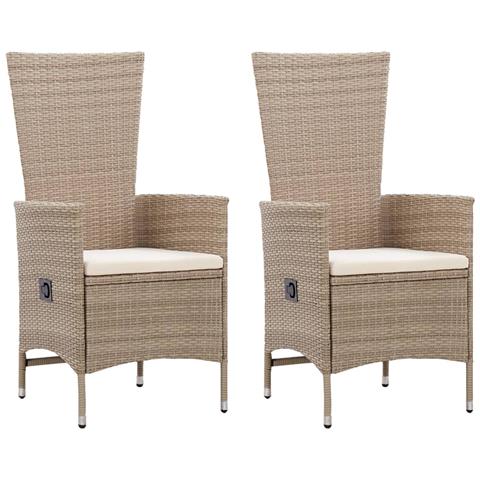 Sedie Da Esterno 2 Pz Con Cuscini In Polyrattan Beige - Foto 2