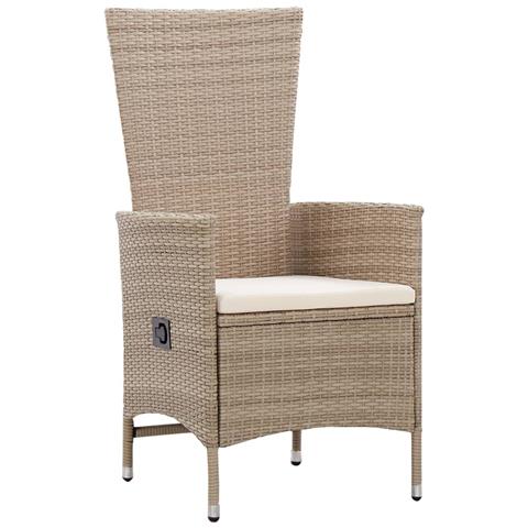 Sedie Da Esterno 2 Pz Con Cuscini In Polyrattan Beige - Foto 1