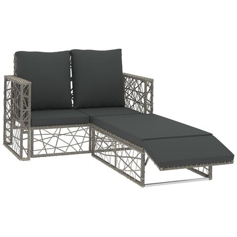 Set Divani Da Giardino 2 Pz Con Cuscini In Polyrattan Grigio - Foto 1