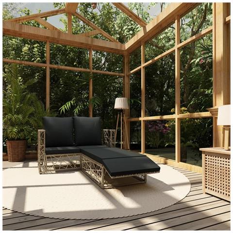 Set Divani Da Giardino 2 Pz Con Cuscini In Polyrattan Grigio - Foto 8