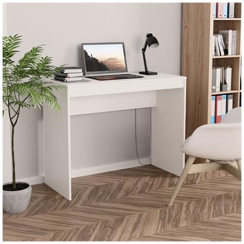 Scrivania Bianca 90x40x72 Cm In Legno Multistrato - Foto 6