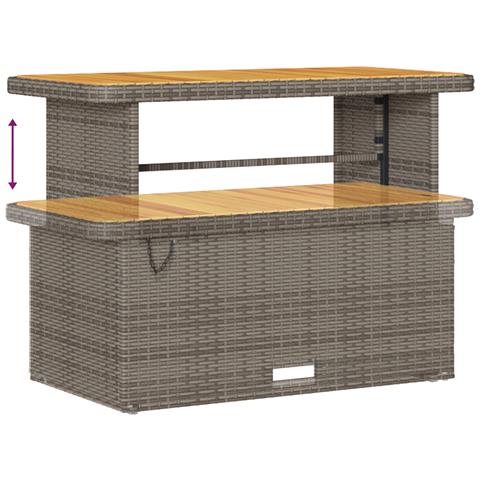 Set di divani da giardino  da 14 pezzi con cuscini Grigio Polirattan Acacia, Divano da giardino  da 2 posti con cuscini Grigio Polirattan, Set da pranzo da giardino  da 4 pezzi con cuscini Grigio Polirattan Acacia - Foto 8