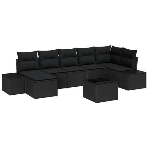 Set divano da giardino 8 pezzi con cuscini beige in polirattan - Foto 1
