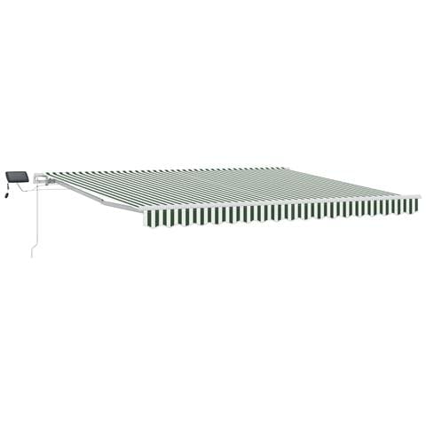 Tenda retrattile manuale con LED verde e bianca 400x300 cm, Fodera per tenda  per telaio 4x3 m verde e bianco - Foto 1