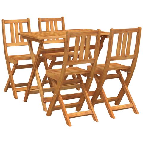 Set Bistro da Giardino Pieghevole  4 Pezzi in Legno Massello di Acacia, Tavolo da Giardino Pieghevole Rettangolare  100x55x75 cm in Legno Massello di Acacia, Sedie da Giardino Pieghevoli  2 pz 36x46x85 cm in Legno Massello di Acacia - Foto 1