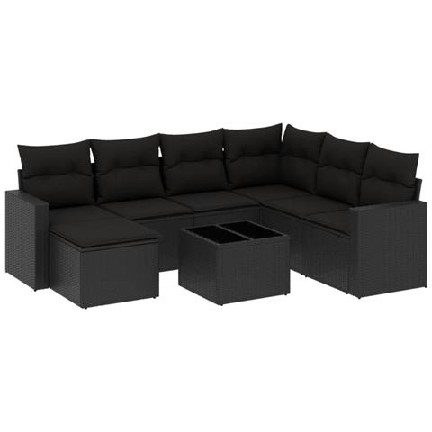 Set Divani da Giardino con Cuscini 8 pz Nero in Polyrattan - Foto 1
