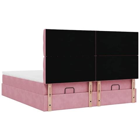 Struttura Letto Pouf con Materassi Rosa 180x200 cm Velluto - Foto 9