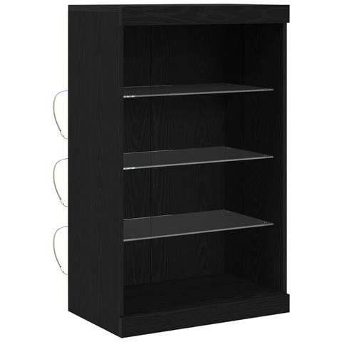 Sideboard con luci LED Nero Rovere 60,5x37x100 cm - Foto 1
