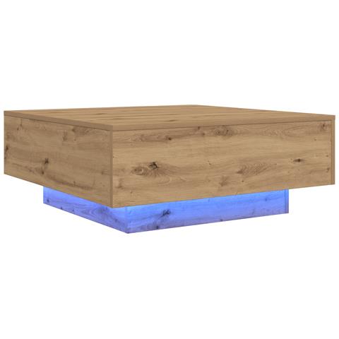 Tavolino da caffè con luci LED in rovere artisan 80x80x31 cm - Foto 1