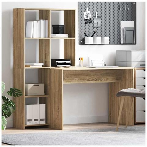 Scrivania rovere sonoma 138.5 x 55 x 143 cm Legno multistrato - Foto 2