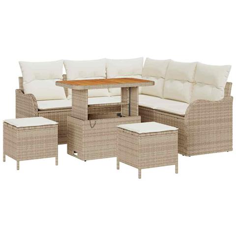Set Divano da Giardino 8 pcs Beige e Crema 90 x 55 x 71 cm - Foto 1