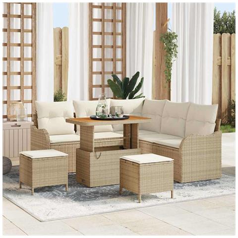 Set Divano da Giardino 8 pcs Beige e Crema 90 x 55 x 71 cm - Foto 2