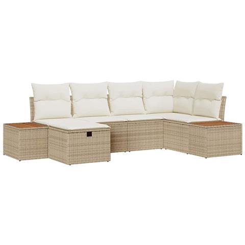 Set Divano da Giardino 6 pcs Beige 55 x 62 x 69 cm Poly Rattan - Foto 1