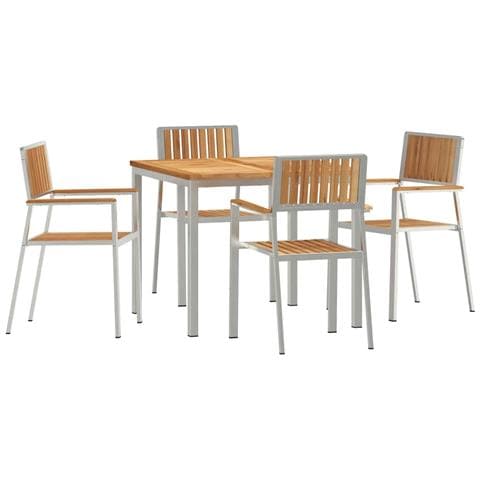 Set da Pranzo per Giardino 5 pcs Marrone Legno massello di teak - Foto 1