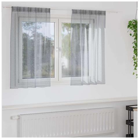 Tende con tende 2 pcs Grigio scuro 140x140cm Poliestere - Foto 2