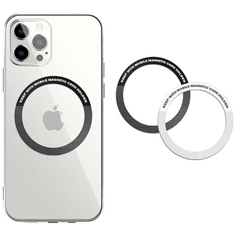 Confezione Da 2 Anelli Magnetici Magsafe Per Smartphone, Nero / Argento - Foto 2