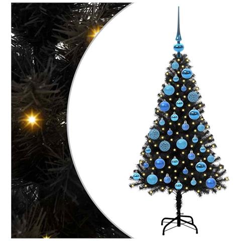 Albero di Natale con 150 LED con supporto Nero 120 cm PVC - Foto 1