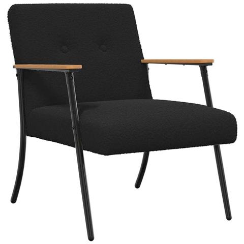 poltrona Nero 59 x 75 x 78 cm Tessuto simile alla lana ricci - Foto 1