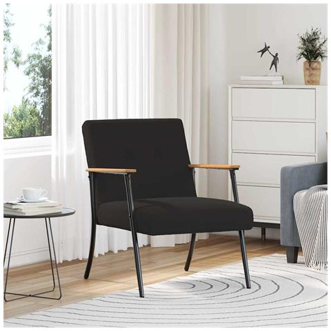 poltrona Nero 59 x 75 x 78 cm Tessuto simile alla lana ricci - Foto 2