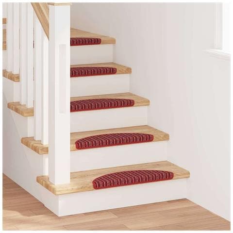 Tappetini per scale autoadesivi 15 pcs Rosso 56 x 17 x 3 cm - Foto 2