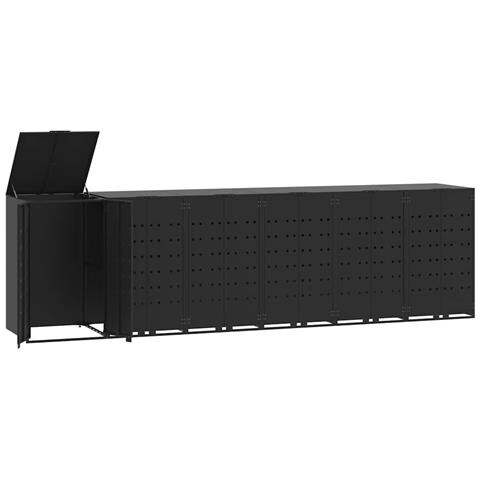 Copribidone con Ruote per 6 Bidoni Nera 414x79x117cm in Acciaio - Foto 1