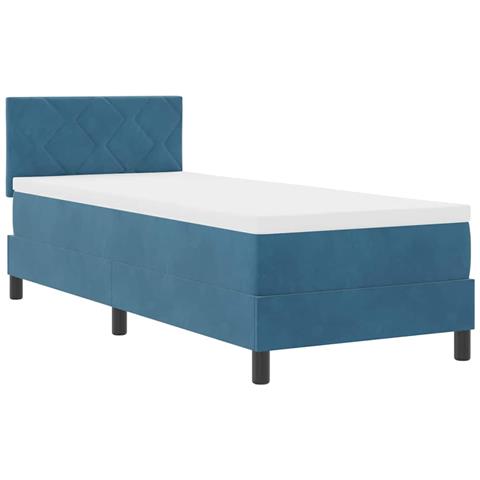 Letto a Sorgente LED con led Blu Scuro 80 x 200 cm Velluto - Foto 1