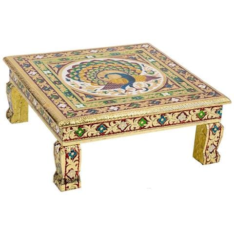 Tavolino In Metallo Goffrato Oro 38x38x14h - Foto 1