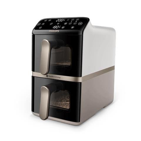 Serie 4000 Airfryer doppio cestello Verticale, Friggitrice ad aria da 10L, 13 metodi di cottura, Rivestimento ceramica PFAS Free, Pulizia in lavastoviglie, App ricette, NA462/70 - Foto 1