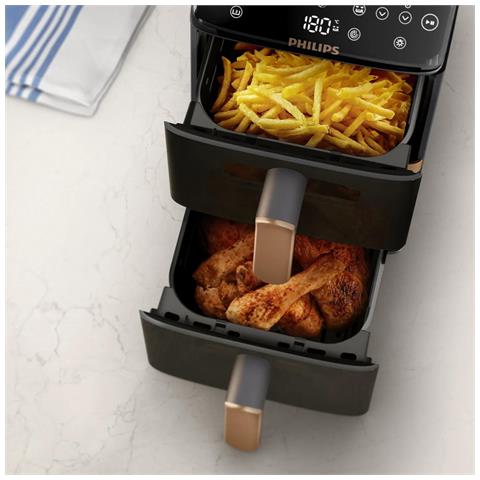 Serie 4000 Airfryer doppio cestello Verticale, Friggitrice ad aria da 10L, 13 metodi di cottura, Rivestimento ceramica PFAS Free, Pulizia in lavastoviglie, App ricette, NA462/70 - Foto 9
