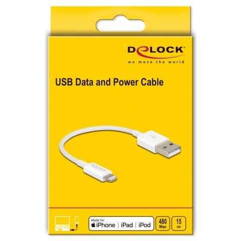 USB dati e cavo di alimentazione per iPhone, iPad, iPod bianco 15 cm - Foto 3