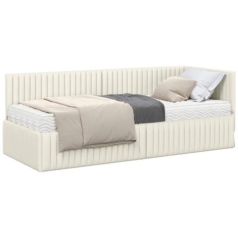 Struttura Letto Angolare con Materasso 2 pcs Crema Velluto - Foto 1