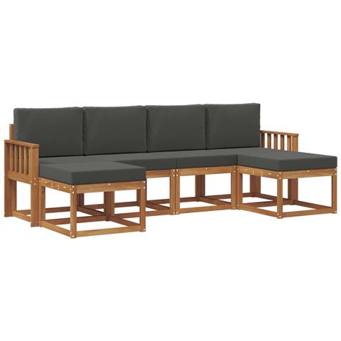 Set di divani da esterno con cuscino 6 pcs Naturale e Antracite - Foto 1