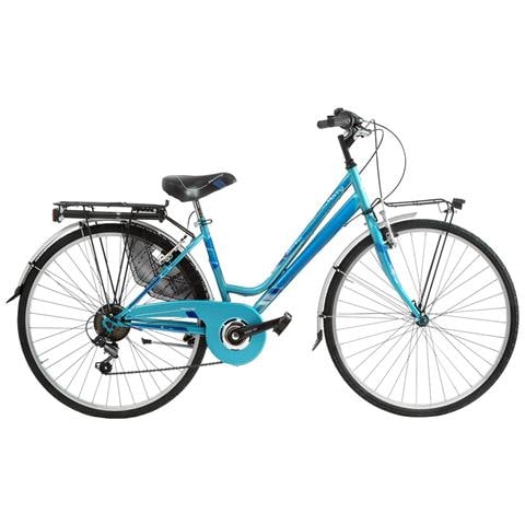 Bici Da Donna City Bike Bicicletta Misura 28 Linea Moving Cambio 6v Mov28d6v Completa Di Accessori E Luci A Led - 44 Azzurro - Foto 1