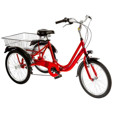 Bici A Tre Ruote Misura 20 Bicicletta Unisex Tr20 Con Cambio 6v Telaio In Alluminio Completa Di Accessori E Luci A Led - 42 Rosso - Foto 1