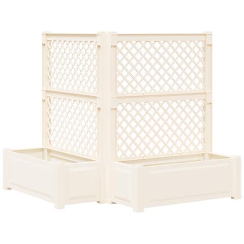 Vaso Grande con Direzione 2 pcs Bianco 143 x 143 x 133,5 cm PP - Foto 1