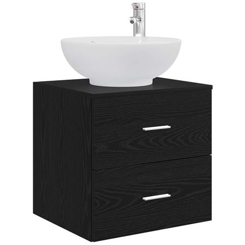 Mobile Lavabo da Parete Rovere Nero 49,5 x 44,5 x 66,5 cm - Foto 1