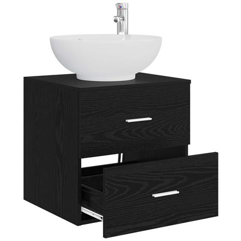 Mobile Lavabo da Parete Rovere Nero 49,5 x 44,5 x 66,5 cm - Foto 2
