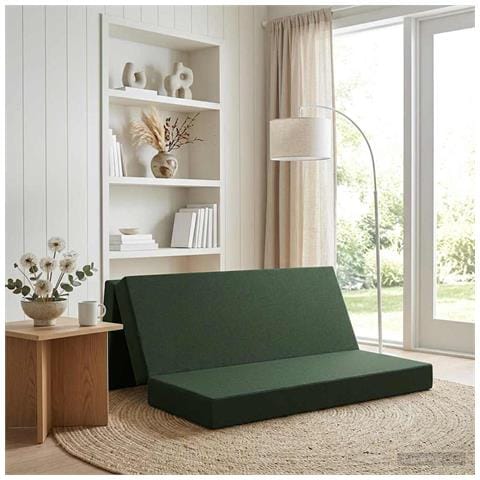 Divano Letto Pieghevole 180 x 67 x 45 cm Verde Scuro - Foto 2