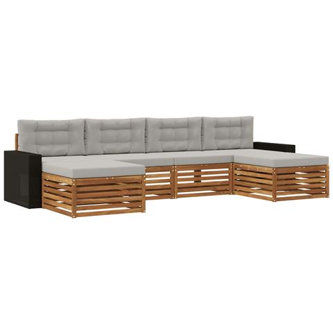 Set divani con cuscino 6 pcs Legno di Acacia Massello - Foto 1