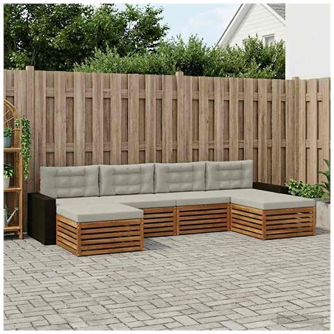 Set divani con cuscino 6 pcs Legno di Acacia Massello - Foto 2