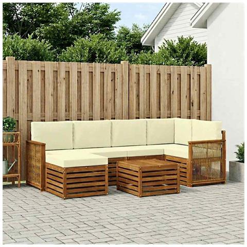 Set divano sezionale con cuscino 6 pcs Naturale e Crema - Foto 2