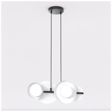 Lampada A Sospensione Model In Acciaio Nero E Vetro - Foto 1
