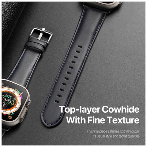 Cinturino Orologio per Apple Watch - Pelle, Blu - Foto 2