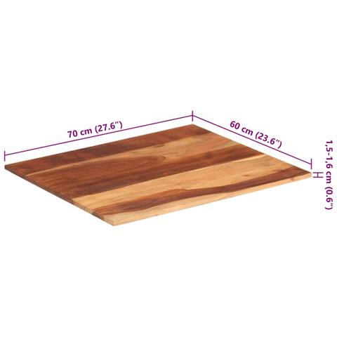 Piano Tavolo in Legno Massello di Acacia 15-16 mm 60x70 cm - Foto 8