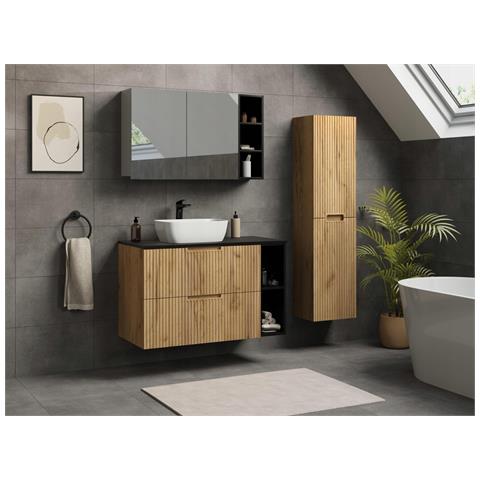 Mobile sottolavabo da 60 cm, beige opaco, 3 colori delle maniglie, Piano di lavoro effetto marmo biancoMobileda bagno - Foto 5