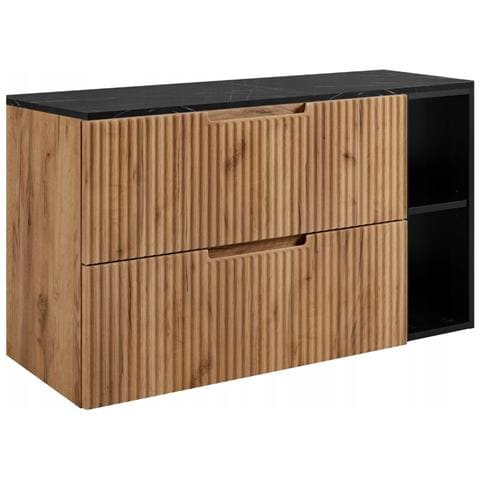 Mobile sottolavabo da 60 cm, beige opaco, 3 colori delle maniglie, Piano di lavoro effetto marmo biancoMobileda bagno - Foto 1
