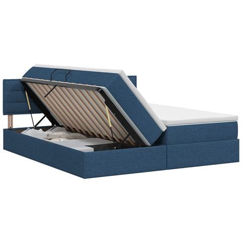 Letto con contenitore e materasso Blu 140 x 200 cm Velluto - Foto 1