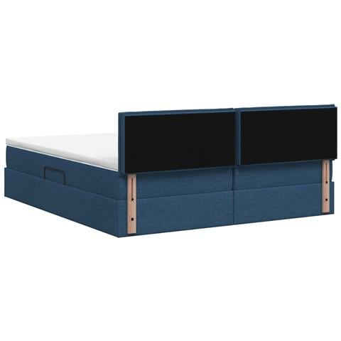 Letto con contenitore e materasso Blu 140 x 200 cm Velluto - Foto 9